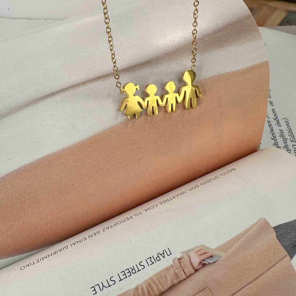 Ατσάλινο Κολιέ Οικογένεια – Τέσσερις Φιγούρες