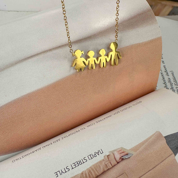 Ατσάλινο Κολιέ Οικογένεια – Τέσσερις Φιγούρες