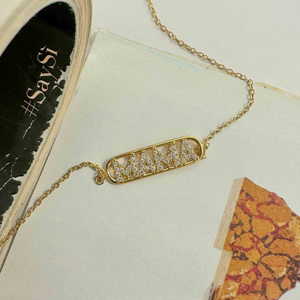 Βραχιόλι “MAMA” με Γράμματα Διακοσμημένα με Ζιργκόν