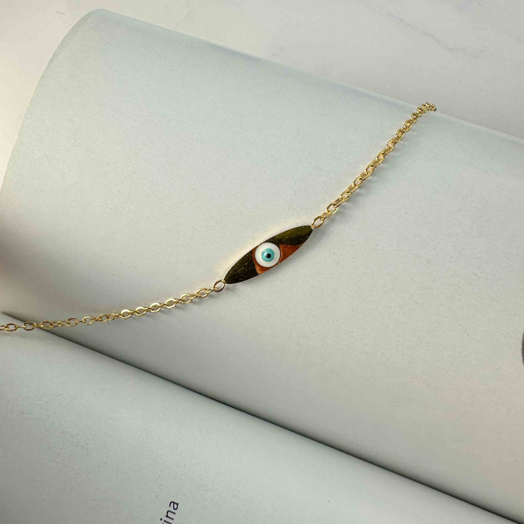 Βραχιόλι με Οβάλ Μάτι & Χρυσή Αλυσίδα