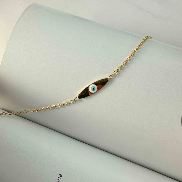 Βραχιόλι με Οβάλ Μάτι & Χρυσή Αλυσίδα