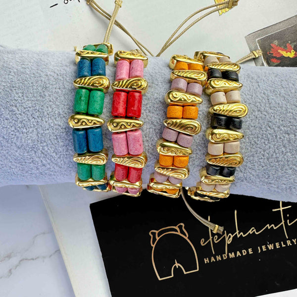 Βραχιόλι Colorful Maori με κεραμικές πέτρες