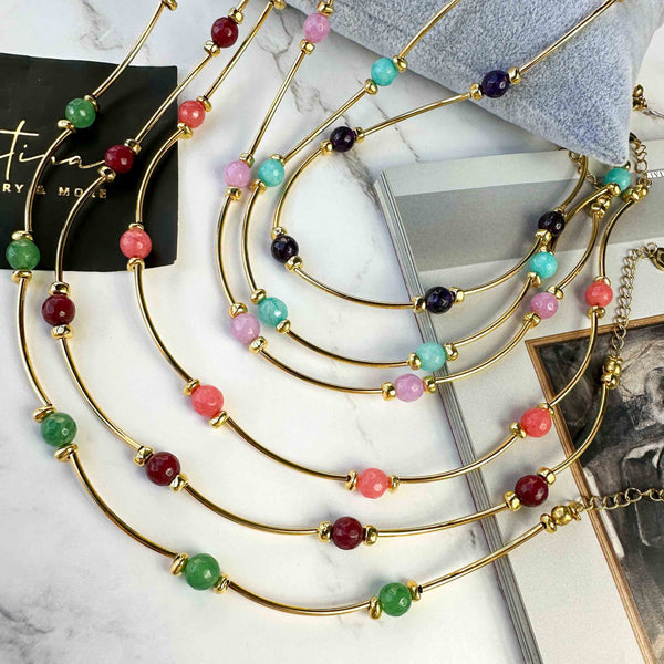 Κολιέ με στρογγυλούς αχάτες