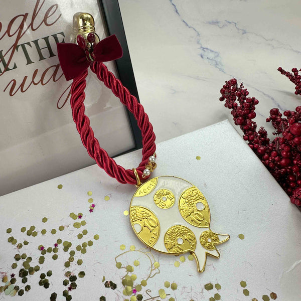 Κρεμαστό Γούρι 2026 Ρόδι με Παλιά 10Λεπτα