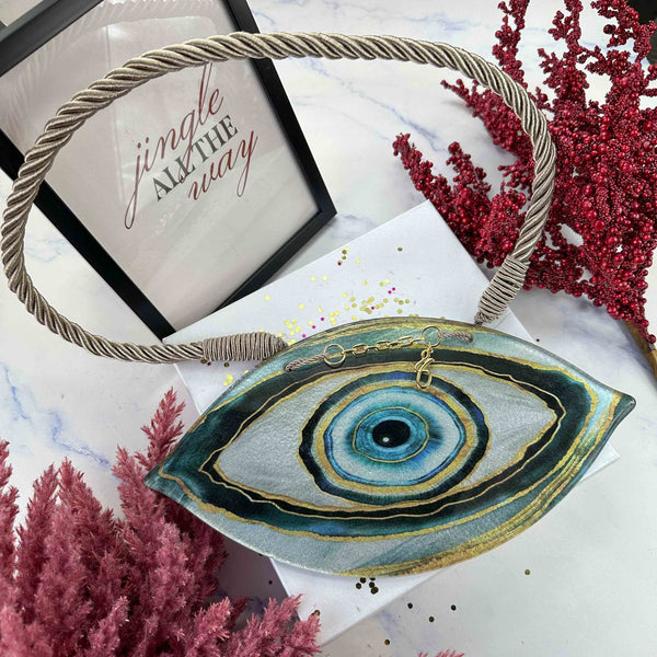 Κρεμαστό Γούρι Μάτι 30x17 εκ. – Διακοσμητικό Τοίχου με Χρυσές Λεπτομέρειες