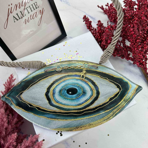 Κρεμαστό Γούρι Μάτι 30x17 εκ. – Διακοσμητικό Τοίχου με Χρυσές Λεπτομέρειες