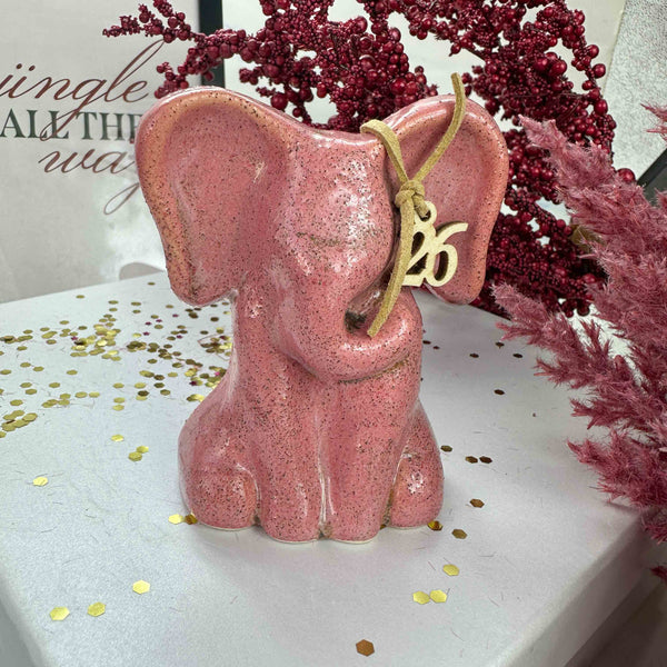 Γούρι 2026 Ελεφαντάκι Διακοσμητικό Κεραμικό Ροζ