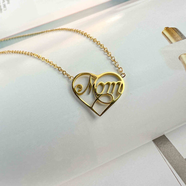 Κολιέ από ατσάλι ΄΄Μαμά΄΄ σε σχέδιο καρδιάς