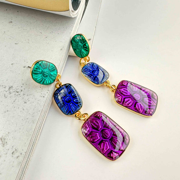 Σκουλαρίκια με σμάλτο Flower Hit Violet