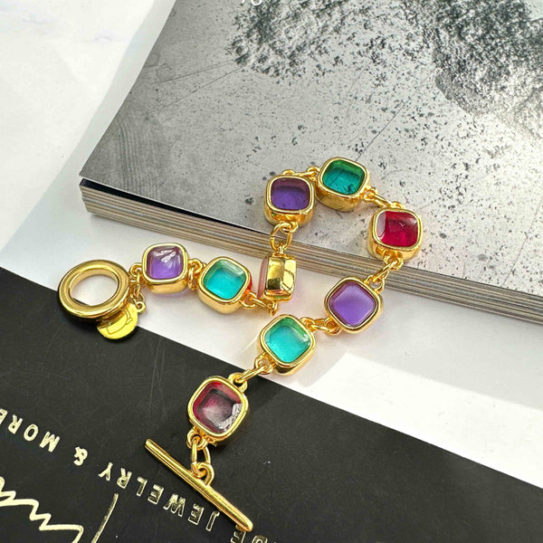 Βραχιόλι επίχρυσο με πολύχρωμο σμάλτο