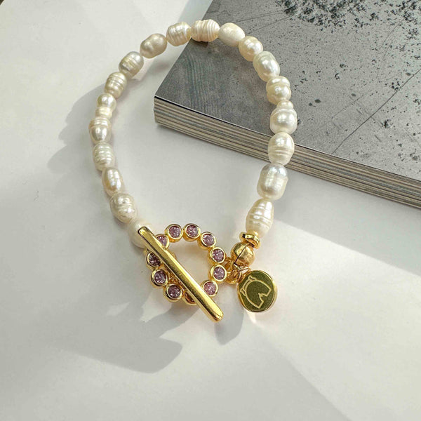 Βραχιόλι με μαργαριτάρια καλλιέργειας Glitter Pink Sunshine