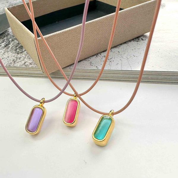 Κολιέ με πολύχρωμο σμάλτο Little Gem