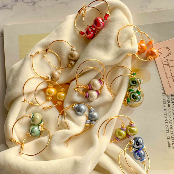 Σκουλαρίκια καραμέλες κρικάκια με κεραμικές πέτρες