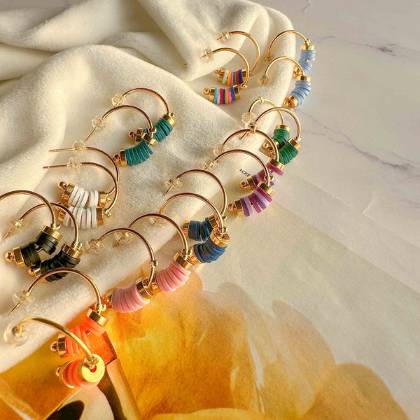 Σκουλαρίκια Κρικάκια με χρωματιστές ροδέλες