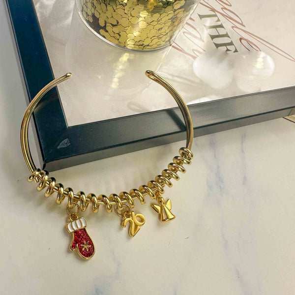 Βραχιόλι Χειροπέδα Γούρι Κόσμημα 2026 Με Αγγελάκι & Γάντι