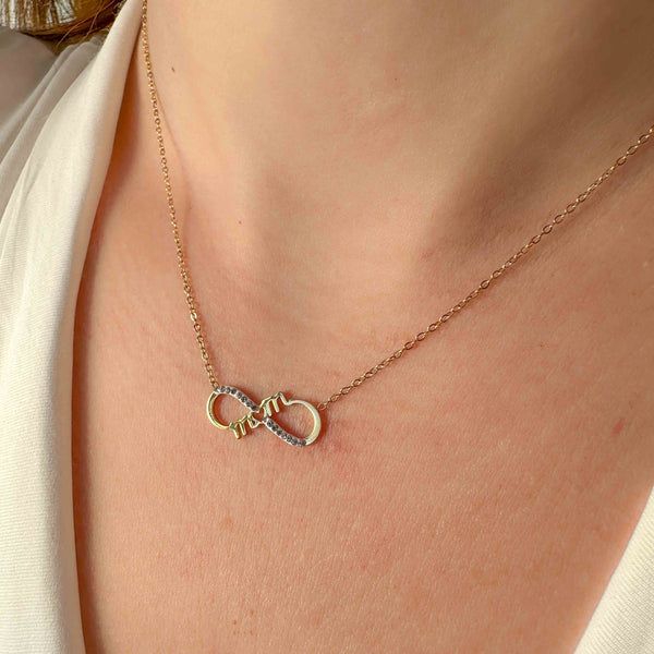 Κολιέ από ατσάλι "Μom" Άπειρο με Στρας