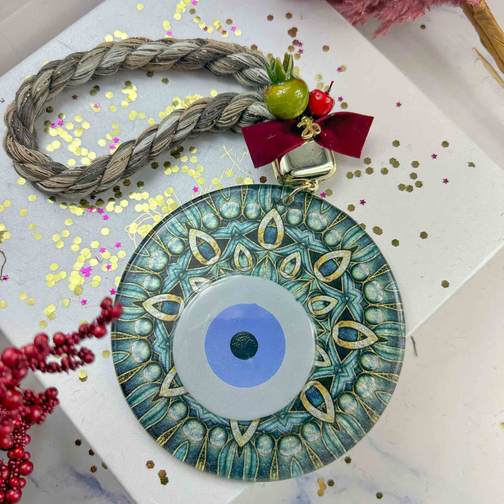 Γούρι 2026 Γυάλινο Μάτι Με Πράσινες Αποχρώσεις