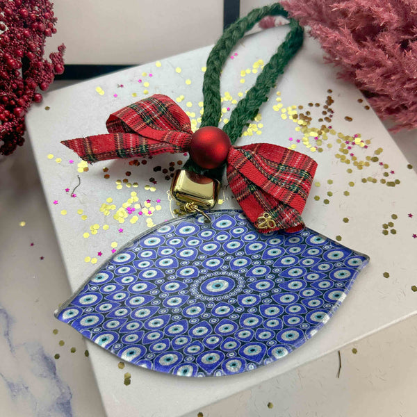 Γούρι Γυάλινο Σχιστό Μάτι 2026 με Καρό Κορδέλα