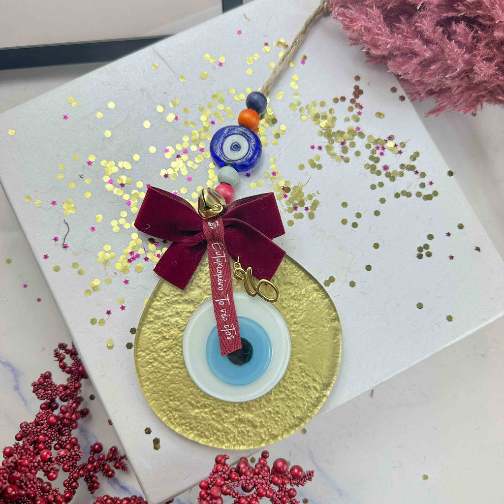 Γυάλινο Γούρι Μάτι 2026 σε Σχήμα Σταγόνας