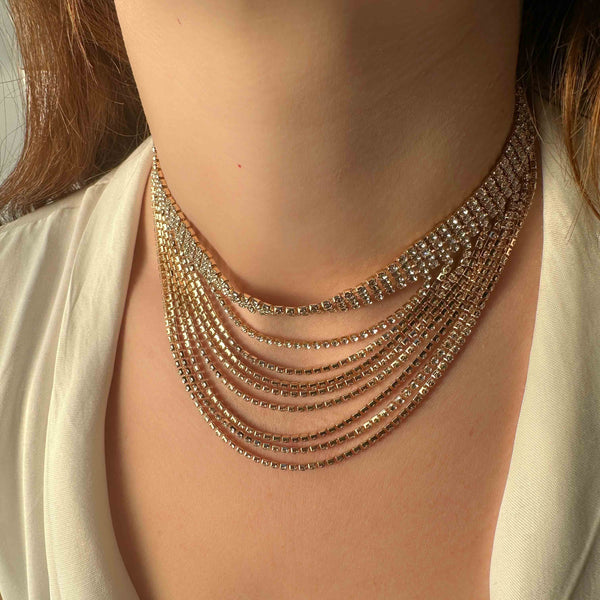 Τσόκερ με Λαμπερό Δίχτυ από Κρύσταλλα