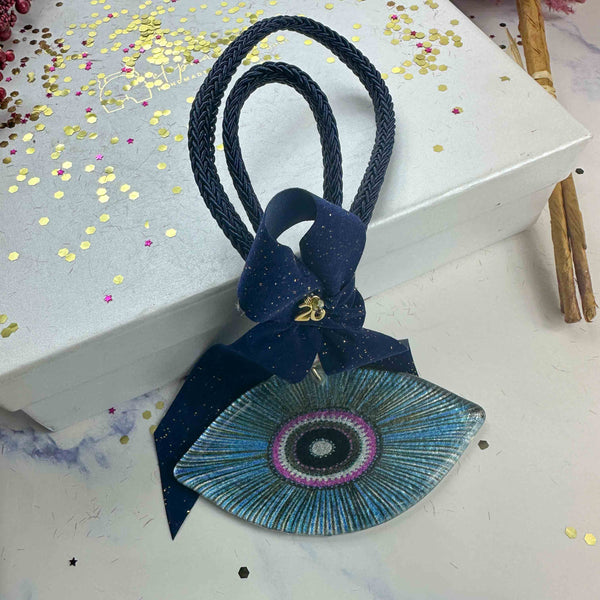 Γυάλινο Γούρι 2026 Μάτι με Μπλε Κορδόνια