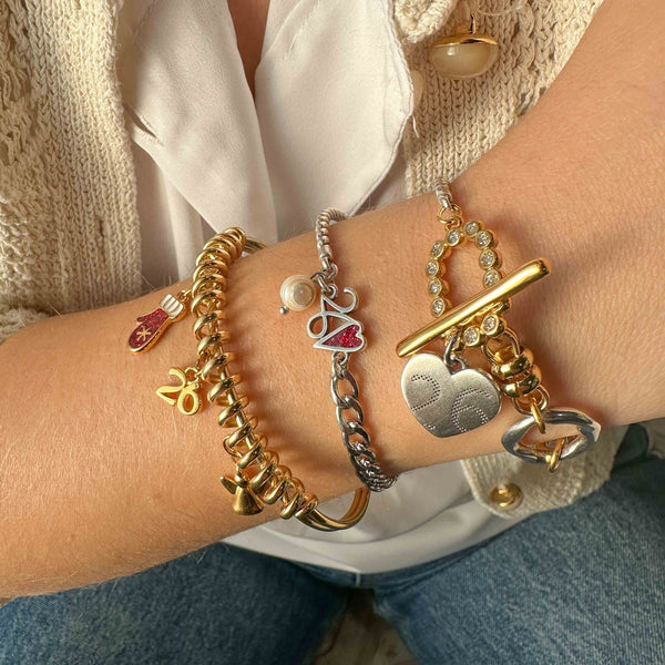 Βραχιόλι Χειροπέδα Γούρι Κόσμημα 2026 Με Αγγελάκι & Γάντι