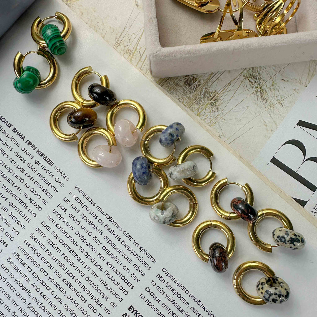 Ατσάλινοι επιχρυσωμένοι κρίκοι με ημιπολύτιμους λίθους