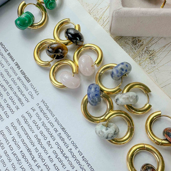 Ατσάλινοι επιχρυσωμένοι κρίκοι με ημιπολύτιμους λίθους