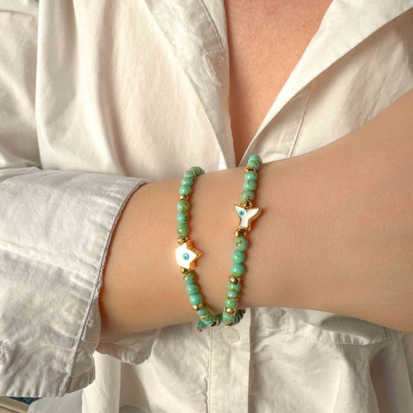 Βραχιόλι με μάτι και πράσινους χαολίτες