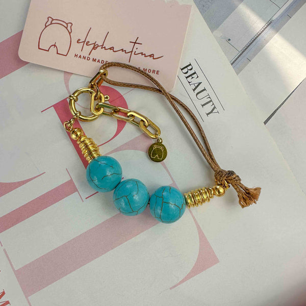 Βραχιόλι με Τυρκουάζ Χαολίτες κι Επίχρυσο Κούμπωμα
