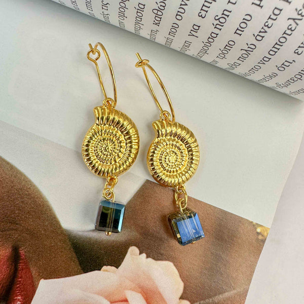 Σκουλαρίκια Κοχύλι με κρύσταλλα κύβους