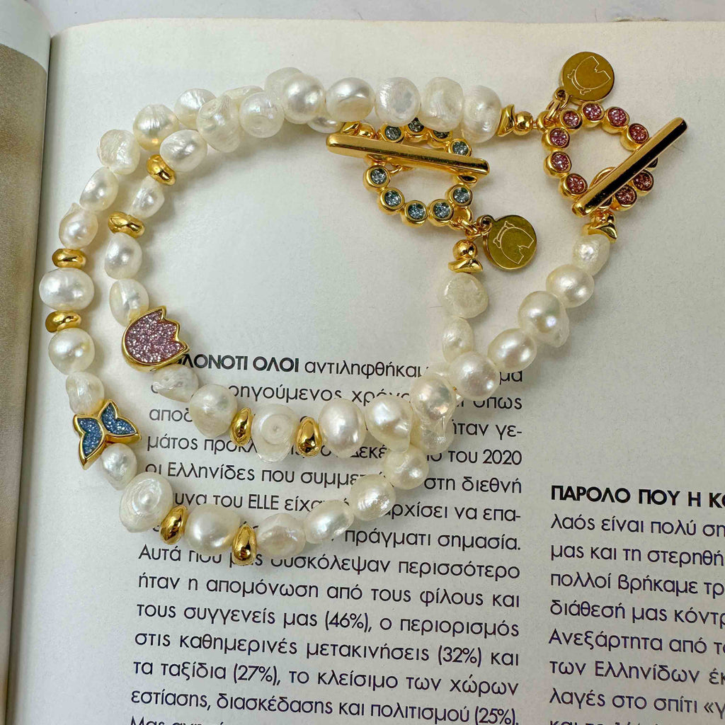 Βραχιόλι Spring glitter με μαργαριτάρια