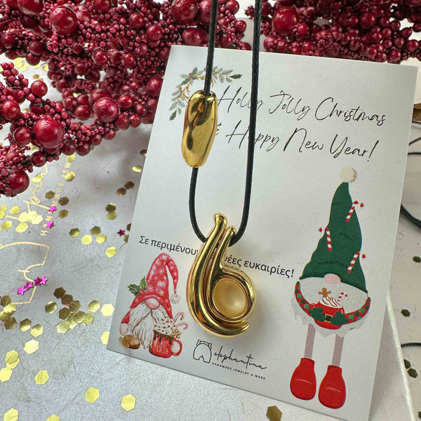 Κολιέ Γούρι 2025 με Μεταλλικό Μοτίβο σε Χρυσό