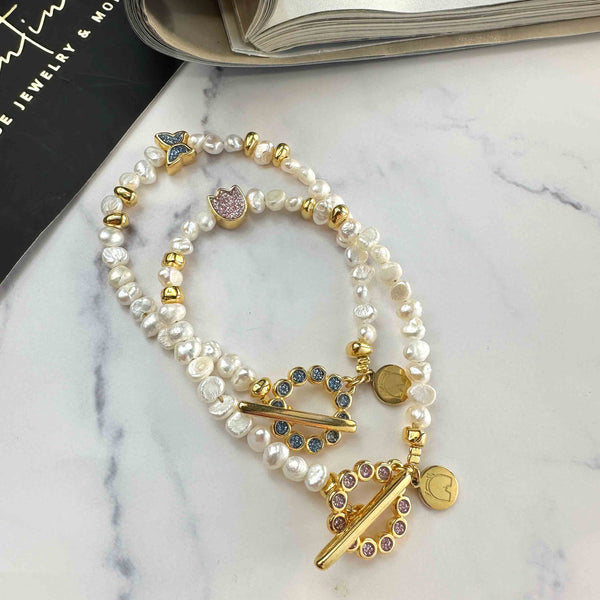 Βραχιόλι Spring glitter με μαργαριτάρια