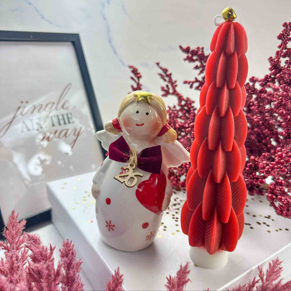 Σετ Γούρι 2026 με Κεραμικό Αγγελάκι & Αρωματικό Κερί Δέντρο – Γιορτινή Διακόσμηση για Καλή Τύχη