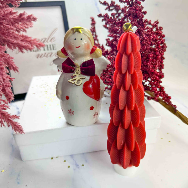 Σετ Γούρι 2026 με Κεραμικό Αγγελάκι & Αρωματικό Κερί Δέντρο – Γιορτινή Διακόσμηση για Καλή Τύχη