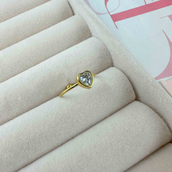 Δαχτυλίδι chevalier Ατσάλι Καρδούλα Με Κρύσταλλο