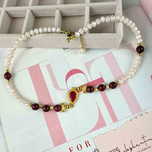 Κολιέ με Αχάτες και Κρύσταλλα Ruby Love