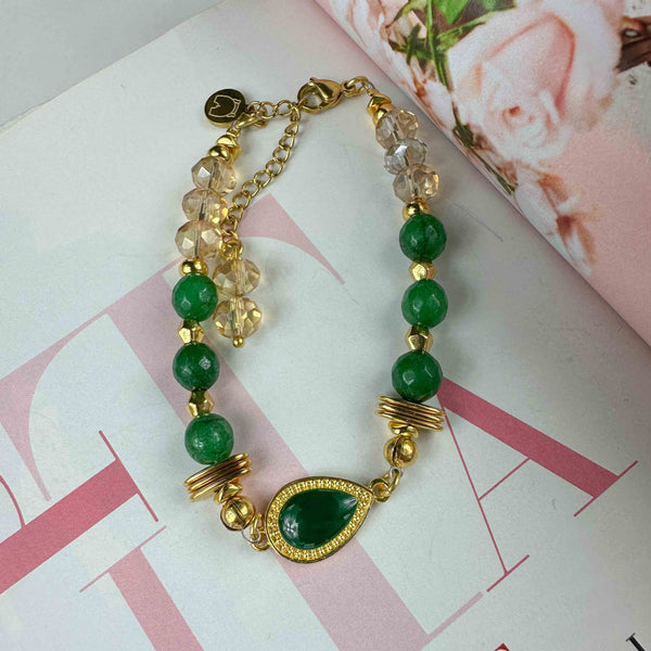 Βραχιόλι με Αχάτες και Κρύσταλλα Emerald Love