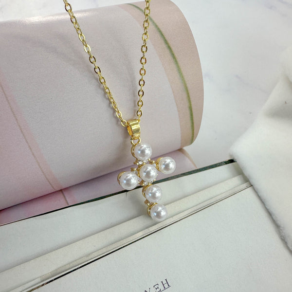 Χρυσός Σταυρός με Πέρλες και Ζιργκόν