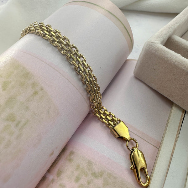 Βραχιόλι από Ανοξείδωτο Ατσάλι με Πολλαπλές Αλυσίδες σε Χρυσό Τόνο