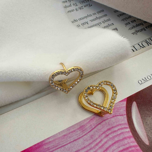 Χειροποίητοι Κρίκοι Καρδιά με Ζιργκόν και Επίχρυση Λάμψη