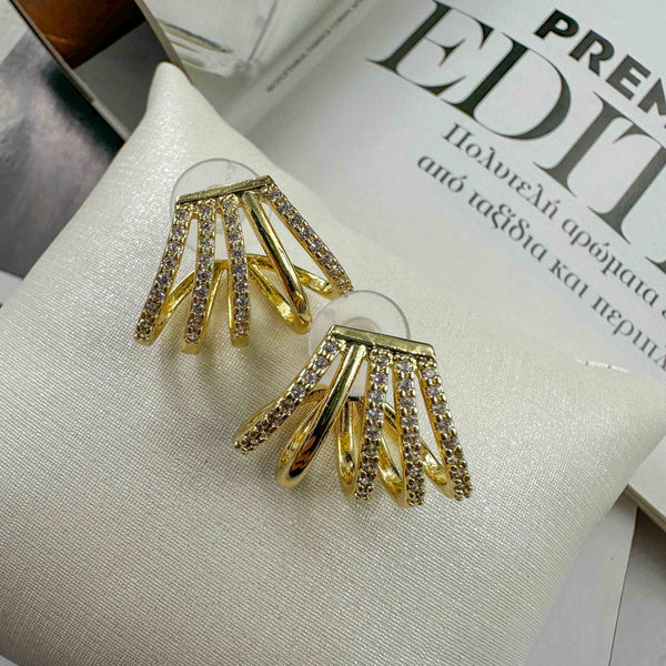 Κρικάκια Πεντάσειρα Με Ζιργκόν Από Επιχρυσωμένο Ορείχαλκος