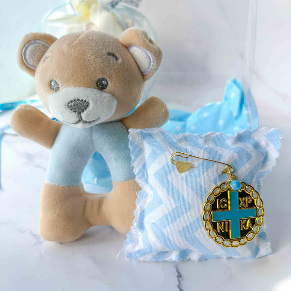 Kit Baby Μωρού Μπλε Πακέτο Αρκουδάκι & Παραμάνα Φυλαχτού Κούνιας