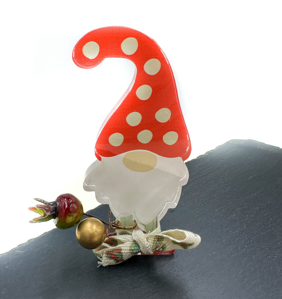 Γούρι 2026 Ξωτικό Χριστουγεννιάτικο Διακοσμητικό με Ρόδι & Φιόγκο