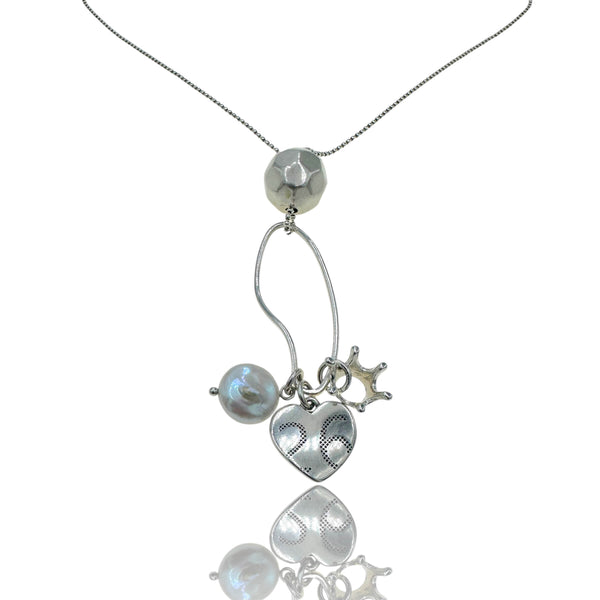 Γούρι Κολιέ 2026 με Καρδιά, Μαργαριτάρι & Στέμμα