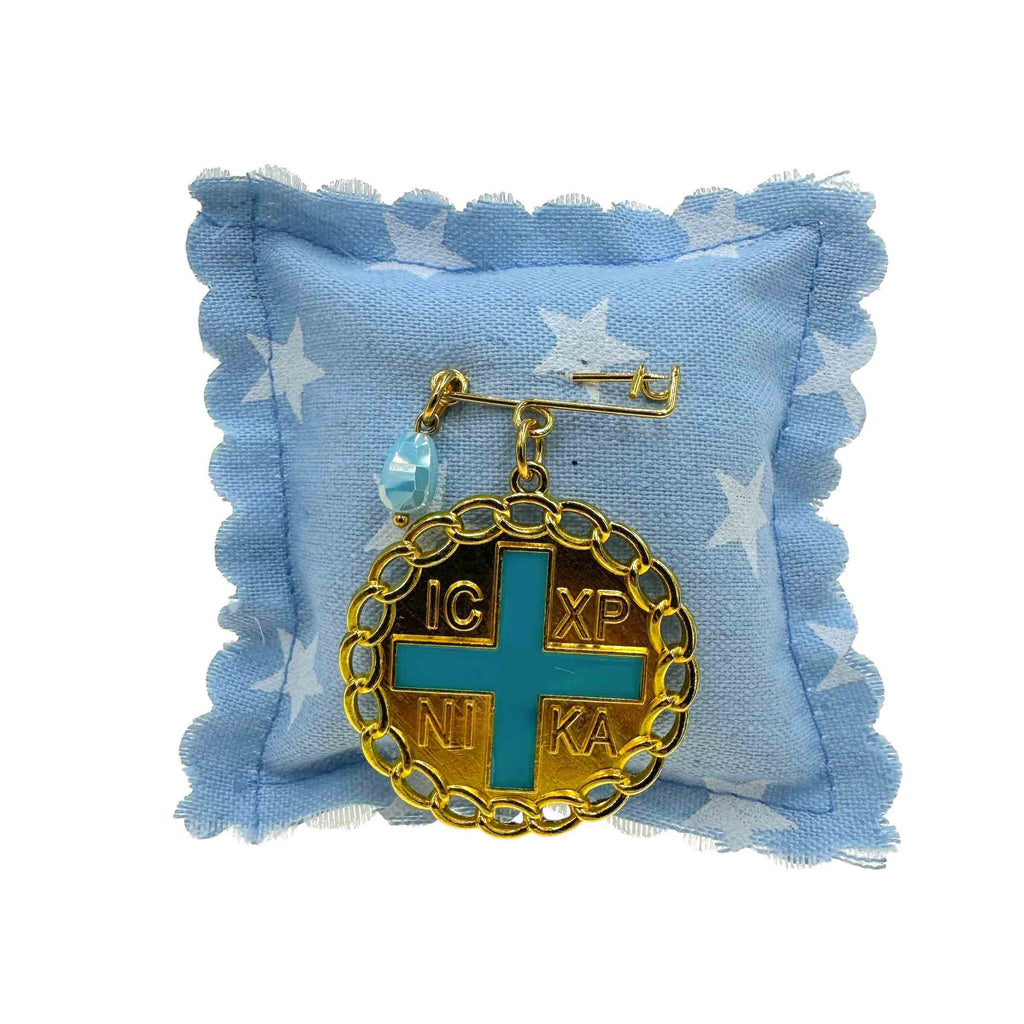 Παραμάνα Βρεφική IC XC NIKA με Γαλάζιο Σταυρό Για Αγόρι