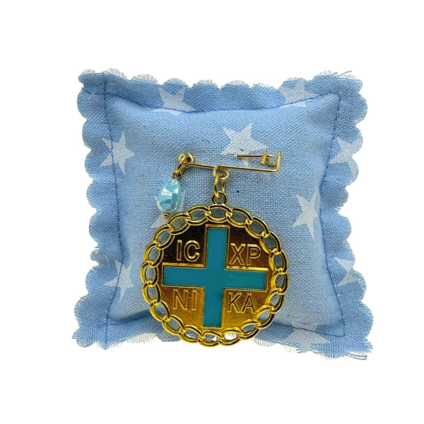 Παραμάνα Βρεφική IC XC NIKA με Γαλάζιο Σταυρό Για Αγόρι