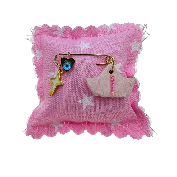 Παραμάνα Βρεφική με Καραβάκι, Σταυρό και Ματάκι Για Κορίτσι