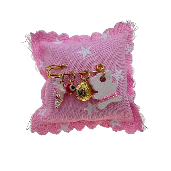 Παραμάνα Βρεφική με Αρκουδάκι, Ματάκι και Φυλαχτό Για Κορίτσι